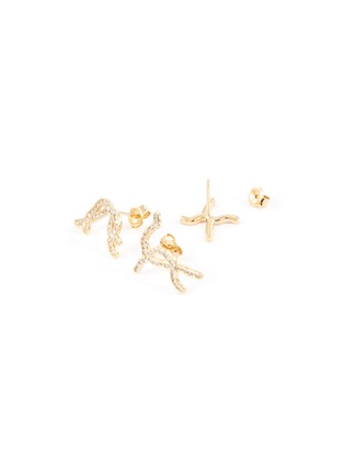 Detail View - Click To Enlarge - SARAH & SEBASTIAN - 'Kintsugi' abstract diamond 10k yellow gold earring set