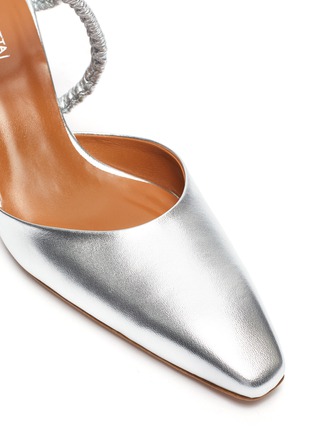 Detail View - Click To Enlarge - ROSETTA GETTY - Ruched cross strap metallic leather mules