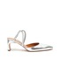 Main View - Click To Enlarge - ROSETTA GETTY - Ruched cross strap metallic leather mules