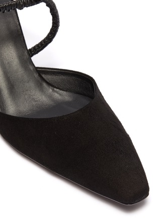Detail View - Click To Enlarge - ROSETTA GETTY - Ruched cross strap suede mules