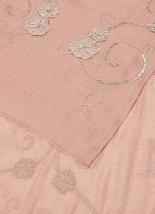 Detail View - Click To Enlarge - JANAVI - 'Floral Jali' graphic embellished cashmere scarf
