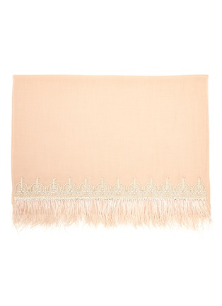 Detail View - Click To Enlarge - JANAVI - Embellished ostrich feather fringe cashmere scarf
