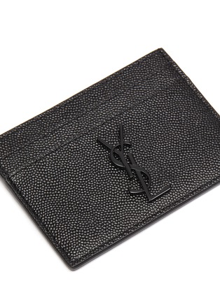 Detail View - Click To Enlarge - SAINT LAURENT - 'Monogram' grain de poudre leather card holder