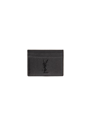 Main View - Click To Enlarge - SAINT LAURENT - 'Monogram' grain de poudre leather card holder