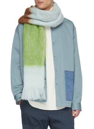 Figure View - Click To Enlarge - JIL SANDER - Colourblock mohair-wool scarf