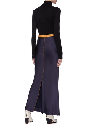 Figure View - Click To Enlarge - HELMUT LANG - Convertible contrast waist satin maxi skirt