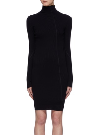 Main View - Click To Enlarge - HELMUT LANG - Panelled rib knit high neck dress