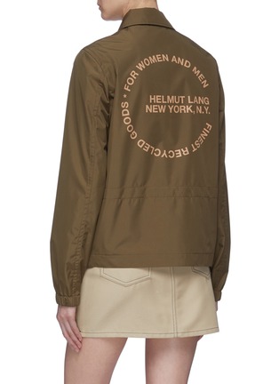 Back View - Click To Enlarge - HELMUT LANG - Logo slogan print water-repellent stadium jacket