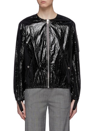 Main View - Click To Enlarge - HELMUT LANG - Crinkled mylar bomber jacket