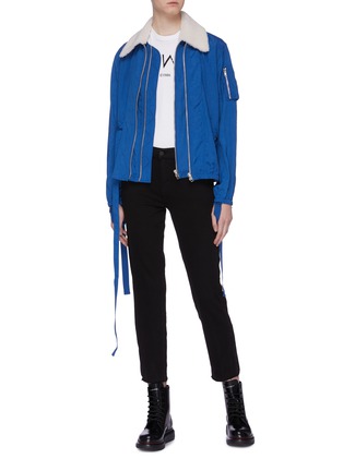 Figure View - Click To Enlarge - HELMUT LANG - Detachable shearling collar bomber jacket