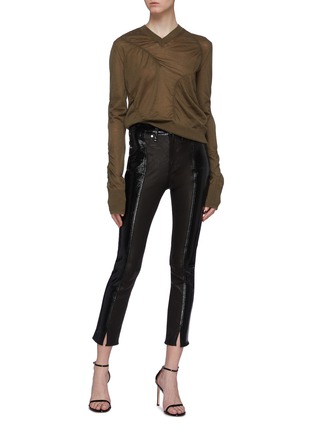 Figure View - Click To Enlarge - HELMUT LANG - Asymmetric seam cashmere blend V-neck sweater