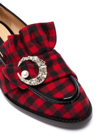 Detail View - Click To Enlarge - MIDNIGHT 00 - Embellished crescent check plaid loafers