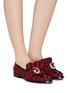 Figure View - Click To Enlarge - MIDNIGHT 00 - Embellished crescent check plaid loafers