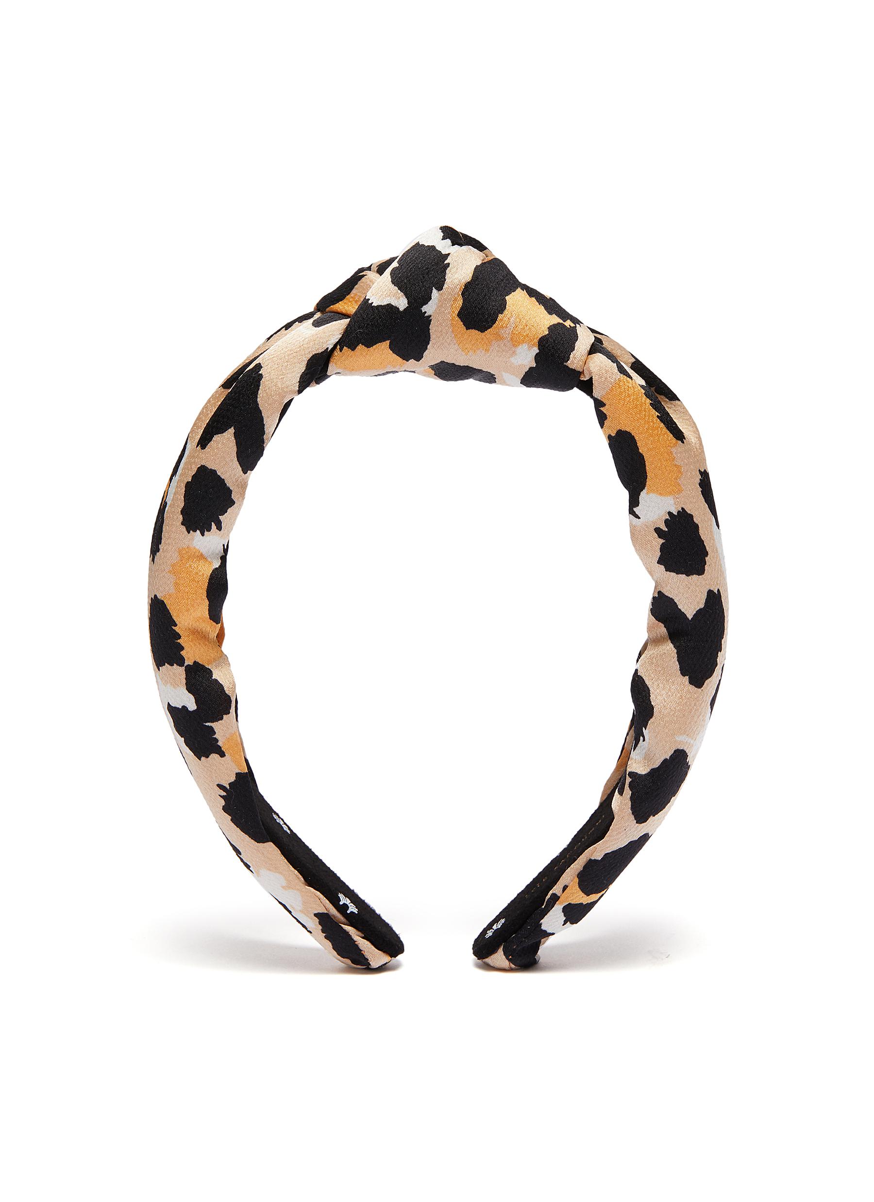 Lele Sadoughi Knot Leopard Print Silk Satin Headband | ModeSens