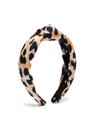 Figure View - Click To Enlarge - LELE SADOUGHI - Knot leopard print silk satin headband