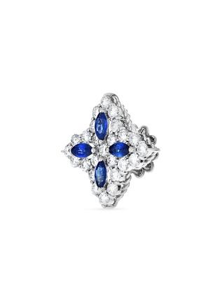 Detail View - Click To Enlarge - ROBERTO COIN - 'Diamond Princess' diamond sapphire 18k white gold floral stud earrings