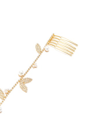 Detail View - Click To Enlarge - LELET NY - Swarovski crystal faux pearl leaf link headband