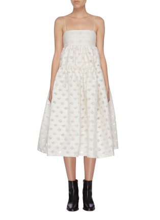 Main View - Click To Enlarge - CECILIE BAHNSEN - Tie open back floral jacquard sleeveless dress