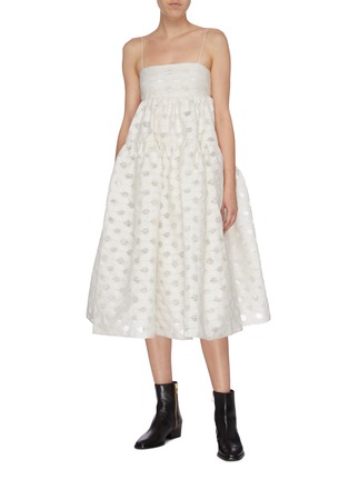 Figure View - Click To Enlarge - CECILIE BAHNSEN - Tie open back floral jacquard sleeveless dress