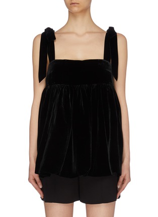 Main View - Click To Enlarge - CECILIE BAHNSEN - 'Celina' bow strap velvet babydoll top