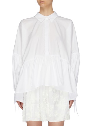 Main View - Click To Enlarge - CECILIE BAHNSEN - 'Andrea' tie cuff peplum shirt