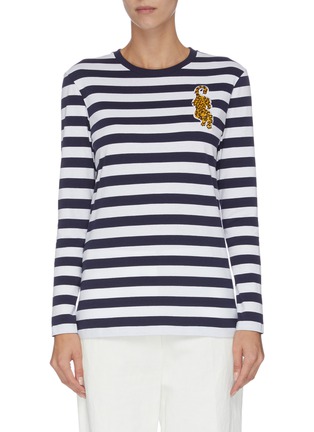 Main View - Click To Enlarge - ÊTRE CÉCILE - 'Badge Breton' tiger badge stripe top