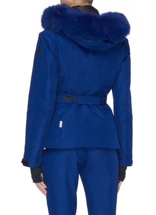 Back View - Click To Enlarge - MONCLER - 'Laplance Giubbotto' belted fox fur hood jacket