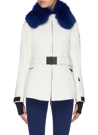Main View - Click To Enlarge - MONCLER - 'Ecrins' belted faux fur collar jacket