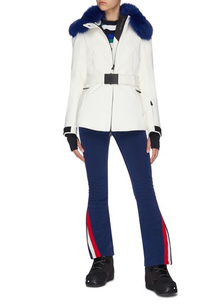 Figure View - Click To Enlarge - MONCLER - 'Ecrins' belted faux fur collar jacket