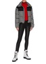Figure View - Click To Enlarge - MONCLER - 'Nil' contrast yoke houndstooth jacquard down puffer jacket