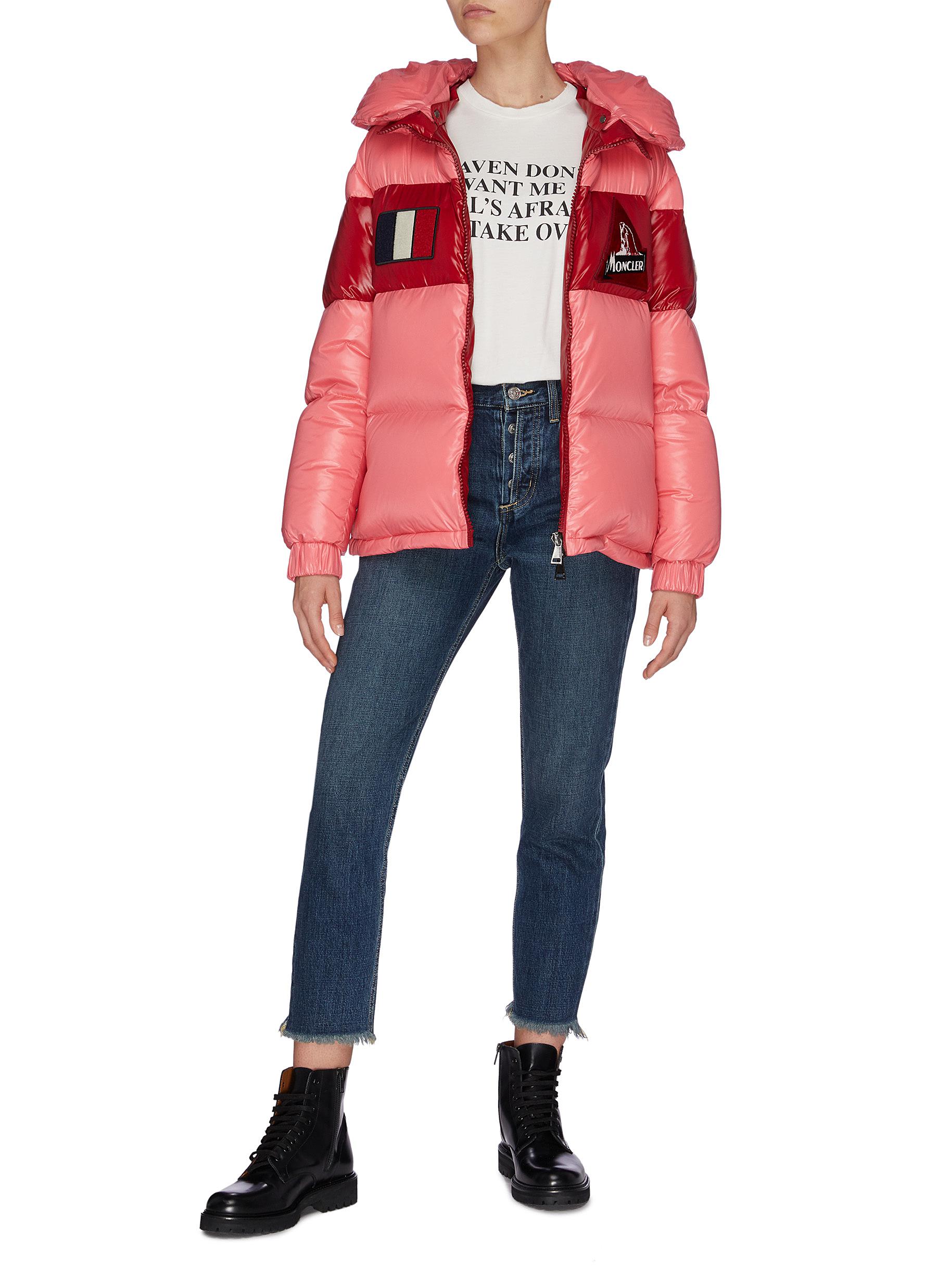 MONCLER 'GARY' DETACHABLE HOOD COLOURBLOCK DOWN PUFFER JACKET
