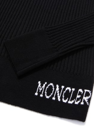  - MONCLER - Logo intarsia hem virgin wool rib knit turtleneck sweater