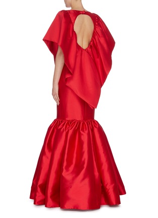 Back View - Click To Enlarge - LEAL DACCARETT - 'Palermo' flared sleeve cutout back satin peplum gown