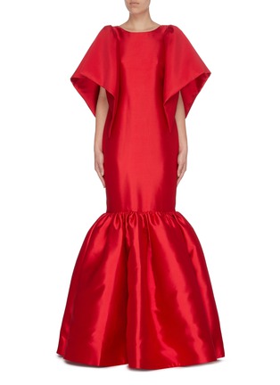 Main View - Click To Enlarge - LEAL DACCARETT - 'Palermo' flared sleeve cutout back satin peplum gown