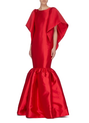 Figure View - Click To Enlarge - LEAL DACCARETT - 'Palermo' flared sleeve cutout back satin peplum gown