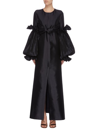 Main View - Click To Enlarge - LEAL DACCARETT - 'Ninfa' tiered balloon sleeve bow front satin dress