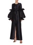Figure View - Click To Enlarge - LEAL DACCARETT - 'Ninfa' tiered balloon sleeve bow front satin dress