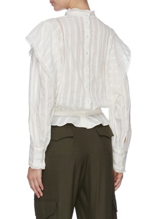 Back View - Click To Enlarge - ISABEL MARANT ÉTOILE - 'Perla' ruffled panel lace trim mock neck blouse
