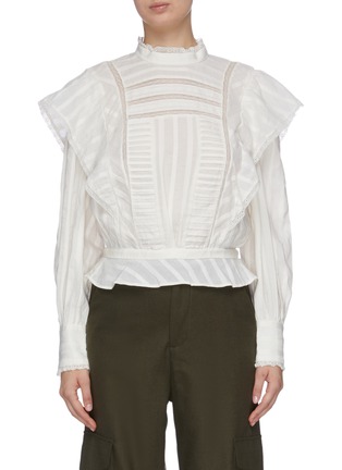 Main View - Click To Enlarge - ISABEL MARANT ÉTOILE - 'Perla' ruffled panel lace trim mock neck blouse
