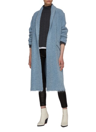 Figure View - Click To Enlarge - ISABEL MARANT ÉTOILE - 'Faby' frayed shawl collar bouclé knit coat