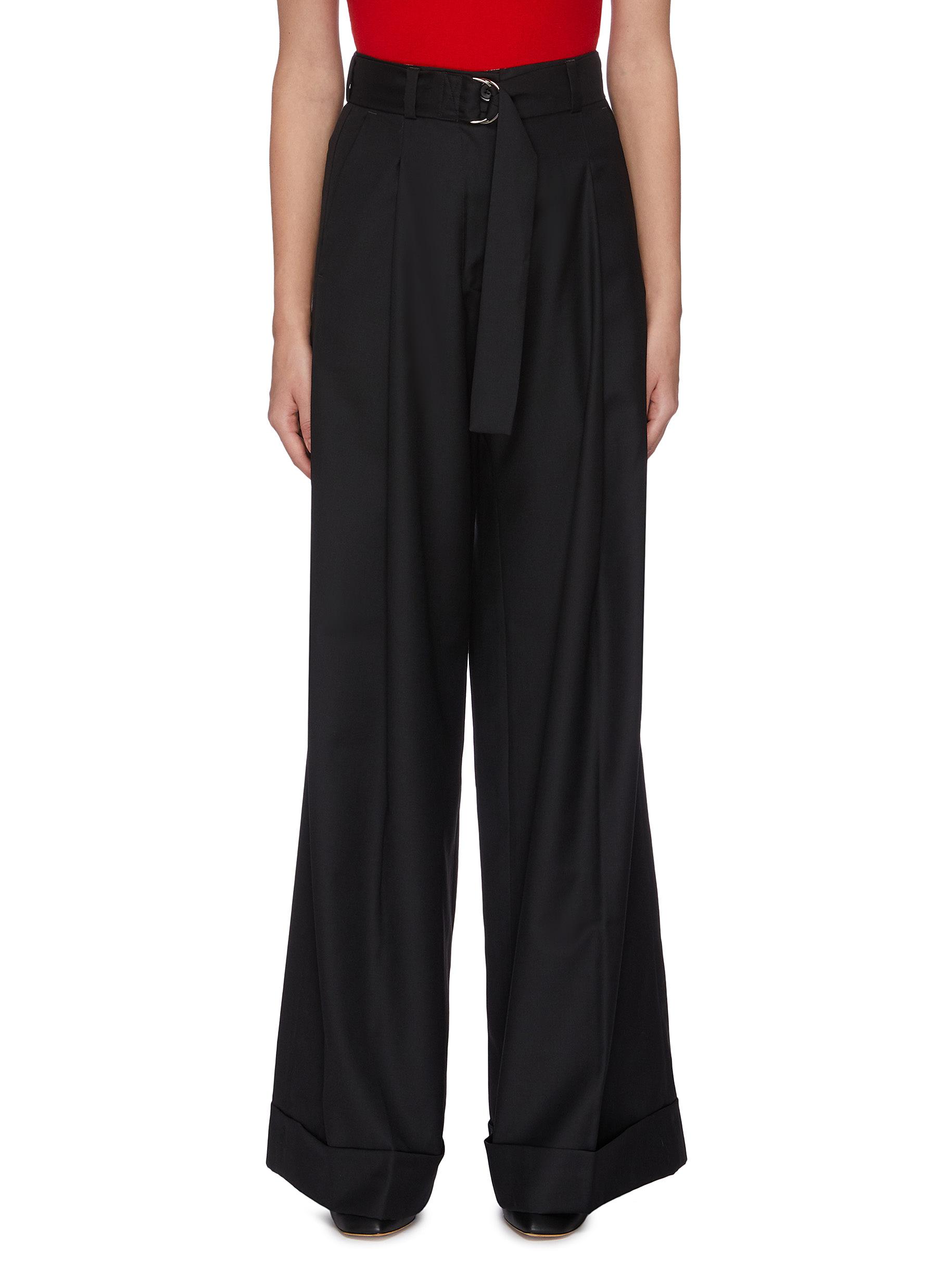 Belted pleated wide leg pants by J.Cricket