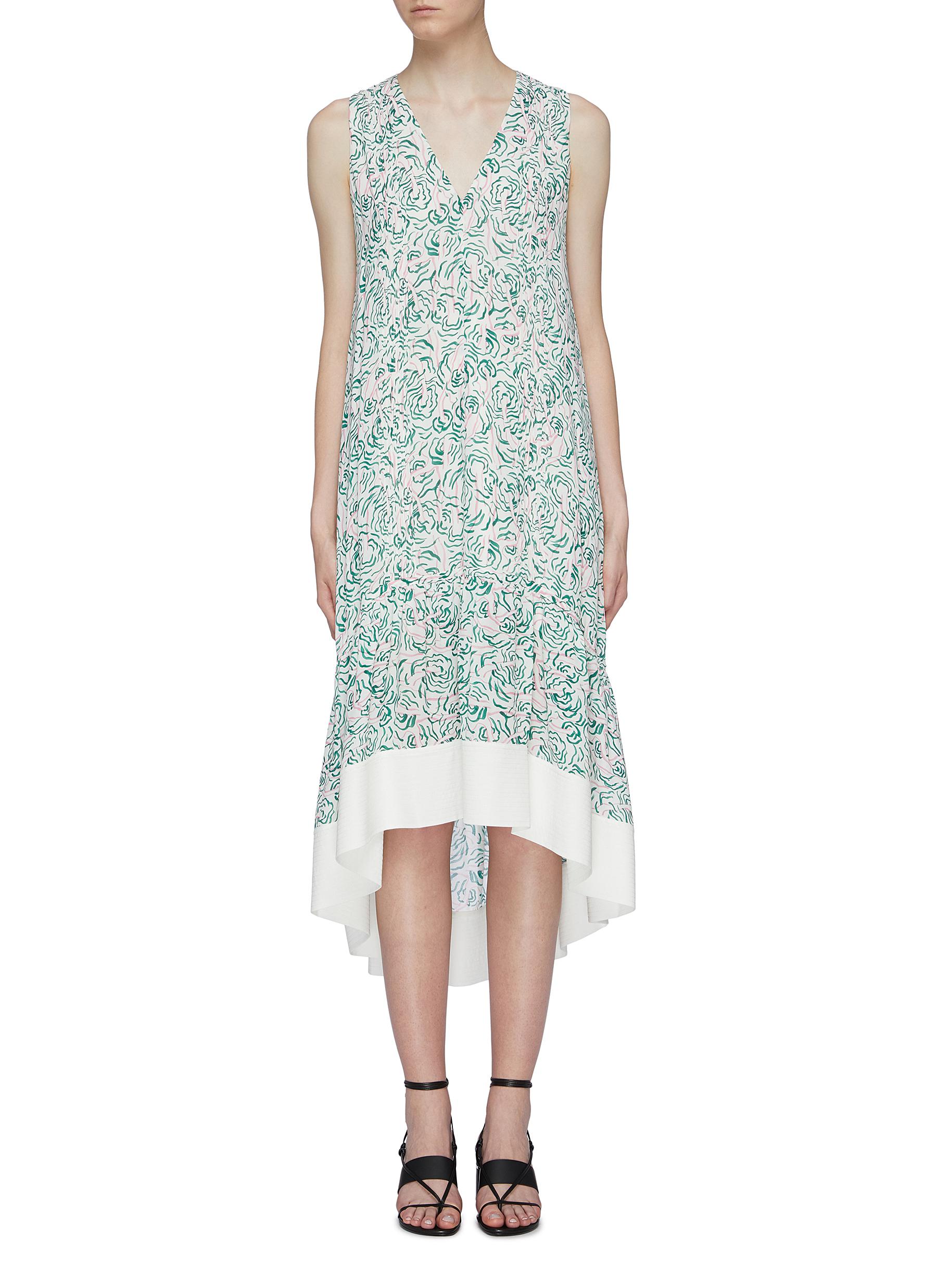 Contrast hem floral print sleeveless midi dress by 3.1 Phillip Lim