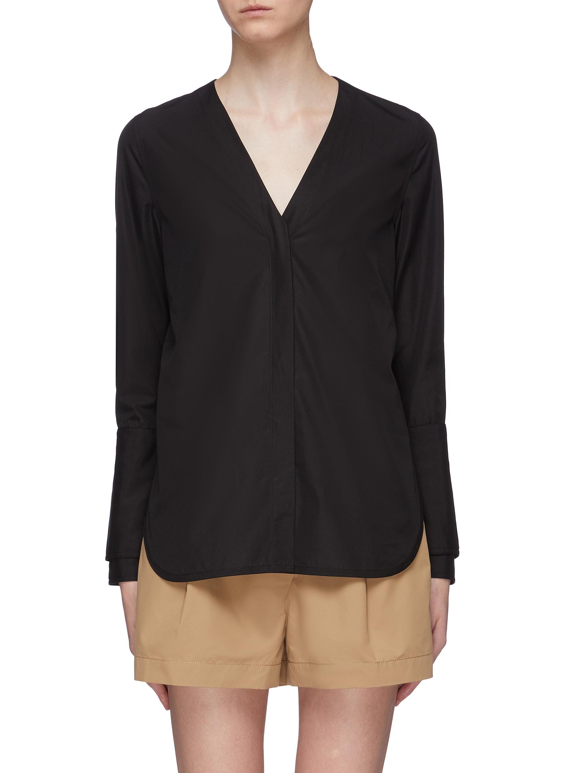 Belted back faux pearl button cuff shirt by 3.1 Phillip Lim