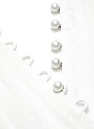  - 3.1 PHILLIP LIM - Faux pearl trim mock wrap V-neck blouse