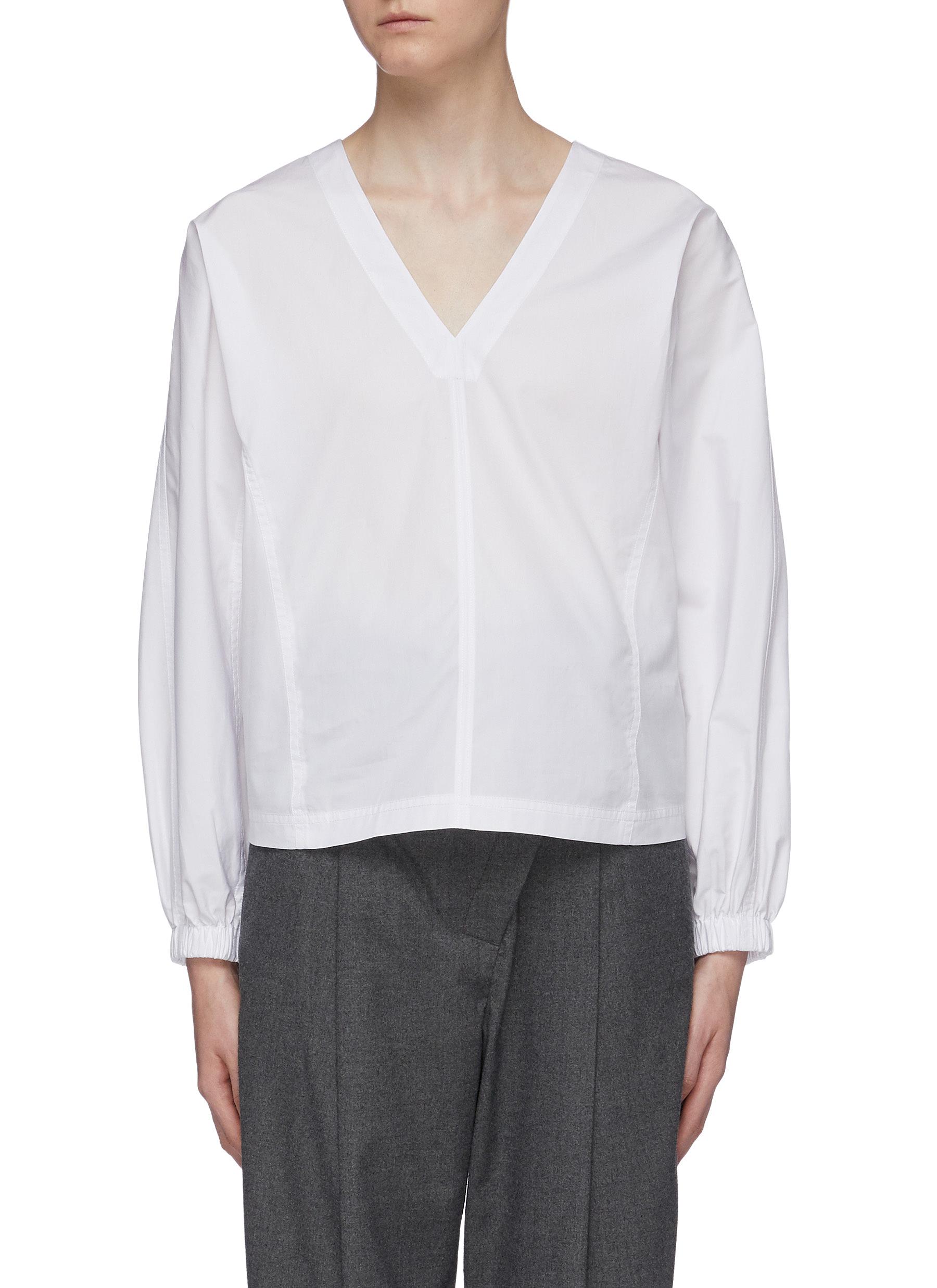 Balloon sleeve V-neck poplin blouse by 3.1 Phillip Lim