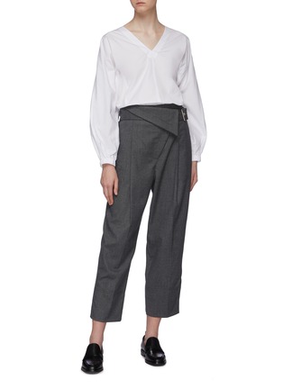 Figure View - Click To Enlarge - 3.1 PHILLIP LIM - Balloon sleeve V-neck poplin blouse