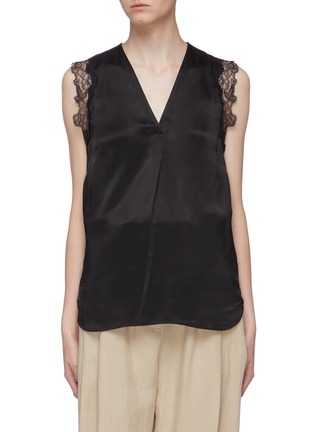 Main View - Click To Enlarge - 3.1 PHILLIP LIM - Chantilly lace trim satin V-neck top