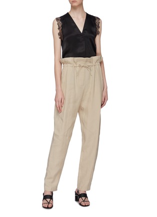 Figure View - Click To Enlarge - 3.1 PHILLIP LIM - Chantilly lace trim satin V-neck top