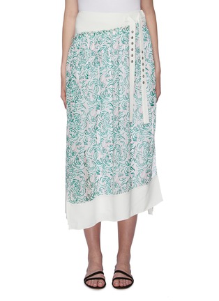 Main View - Click To Enlarge - 3.1 PHILLIP LIM - Sash tie floral print asymmetric pleated midi skirt