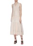 Figure View - Click To Enlarge - 3.1 PHILLIP LIM - Belted back lace insert tiered silk sleeveless dress